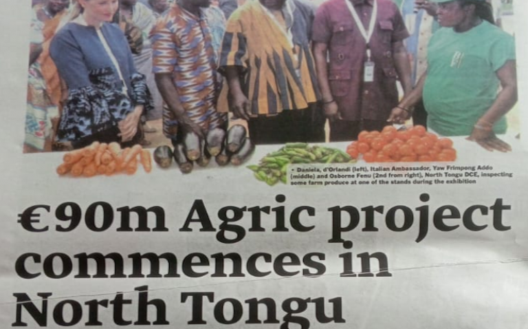 Newpaper article on Agricultural Project by BF in Aveyime-Battor in North Tongu District